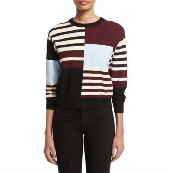 J Brand Womens San Marino CrewNeck Long Sleeve Striped Sweater Size XS - Picture 1 of 9